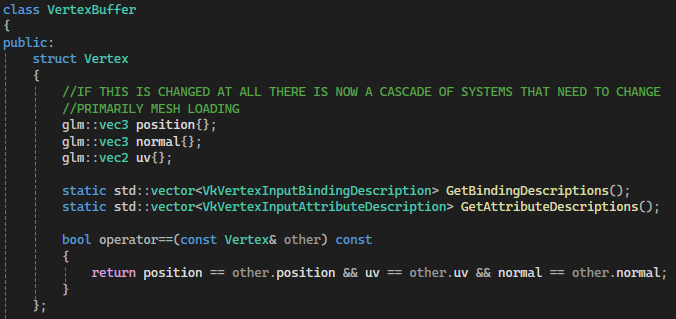Code Snippet of Vertex Struct